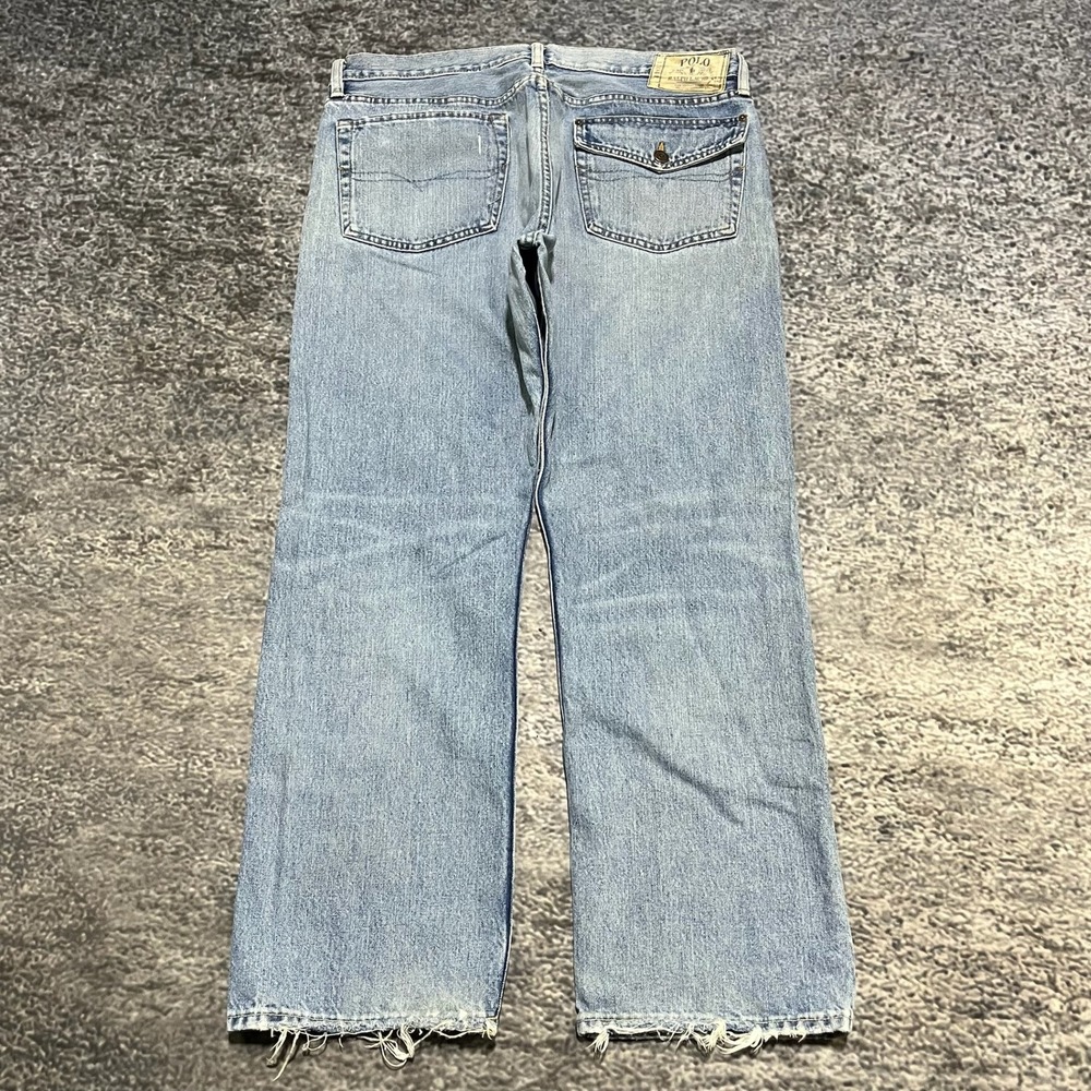 Polo Ralph Lauren Jeans Mens 36x30 Blue‎ Denim Distressed Faded Grunge VTG Y2K